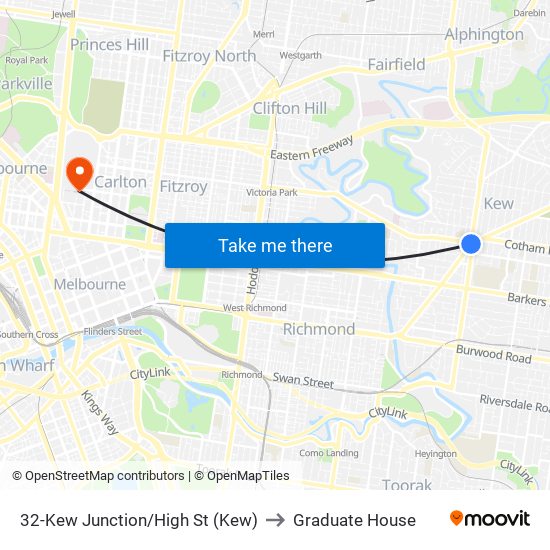 32-Kew Junction/High St (Kew) to Graduate House map