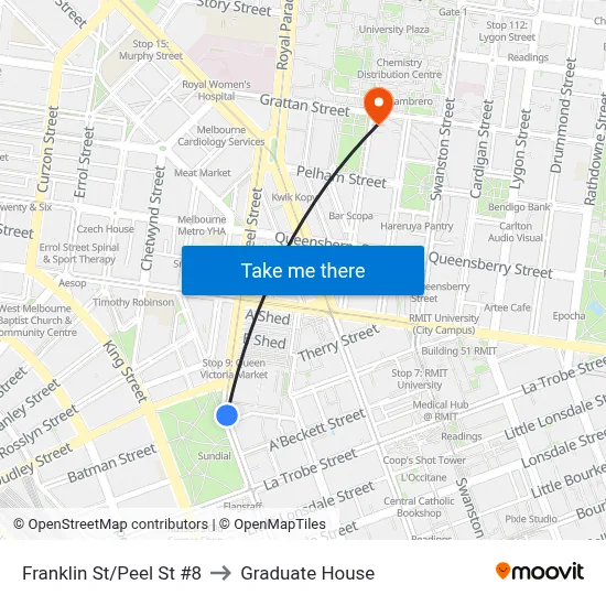 Franklin St/Peel St #8 to Graduate House map