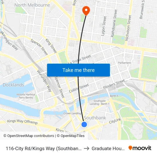 City Rd/Kings Way #116 to Graduate House map