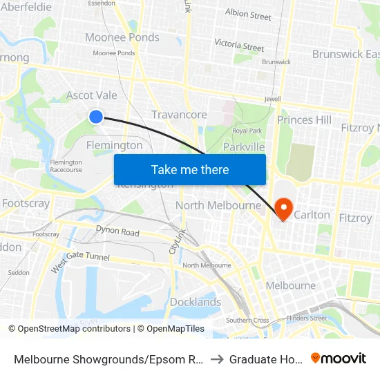 Melbourne Showgrounds/Epsom Rd #33 to Graduate House map