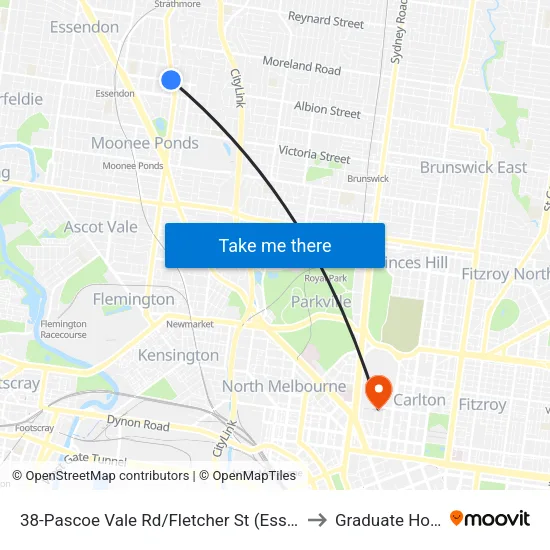 Pascoe Vale Rd/Fletcher St #38 to Graduate House map
