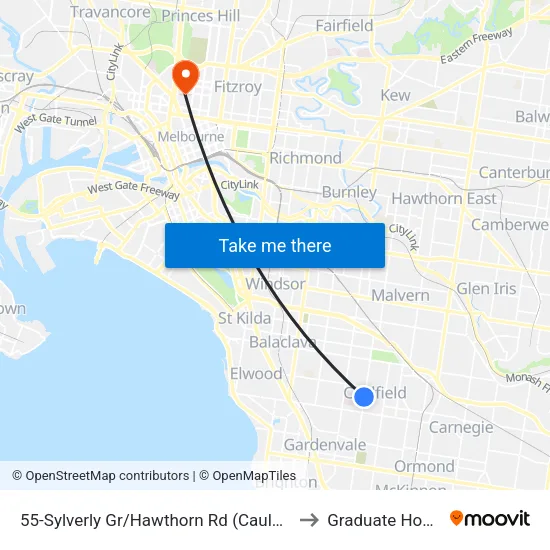 Sylverly Gr/Hawthorn Rd #55 to Graduate House map