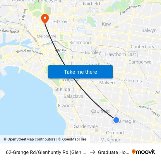 Grange Rd/Glenhuntly Rd #62 to Graduate House map