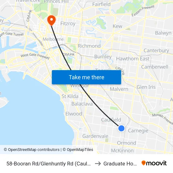 Booran Rd/Glenhuntly Rd #58 to Graduate House map