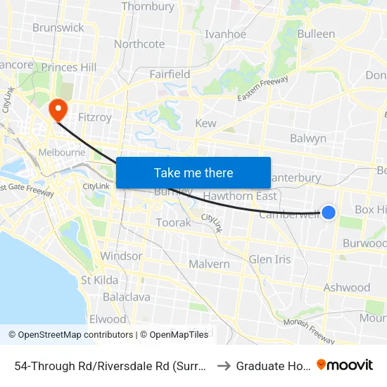 Through Rd/Riversdale Rd #54 to Graduate House map