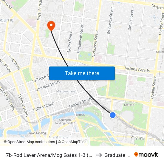 7b-Rod Laver Arena/Mcg Gates 1-3 (Melbourne City) to Graduate House map