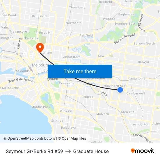 Seymour Gr/Burke Rd #59 to Graduate House map