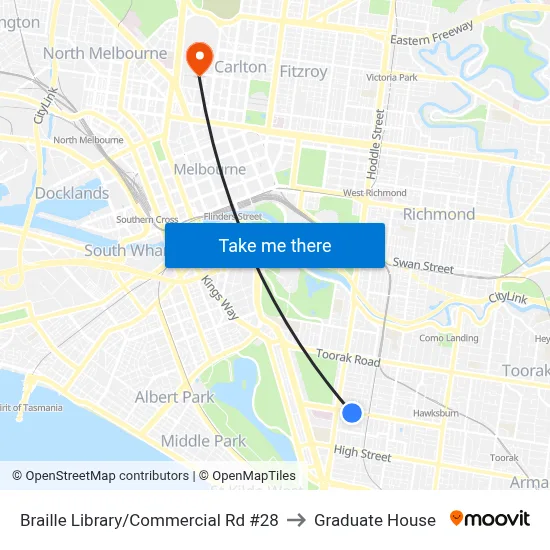 Braille Library/Commercial Rd #28 to Graduate House map