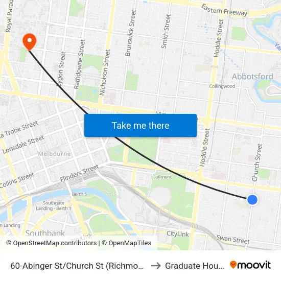 Abinger St/Church St #60 to Graduate House map