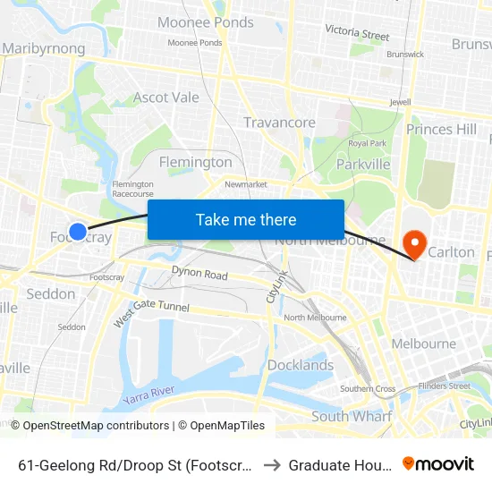 Geelong Rd/Droop St #61 to Graduate House map