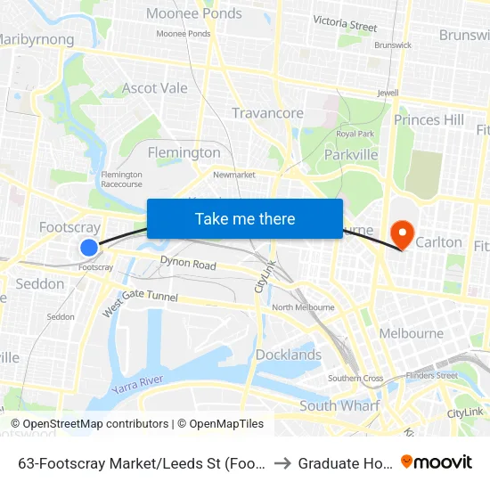 Footscray Market/Leeds St #63 to Graduate House map