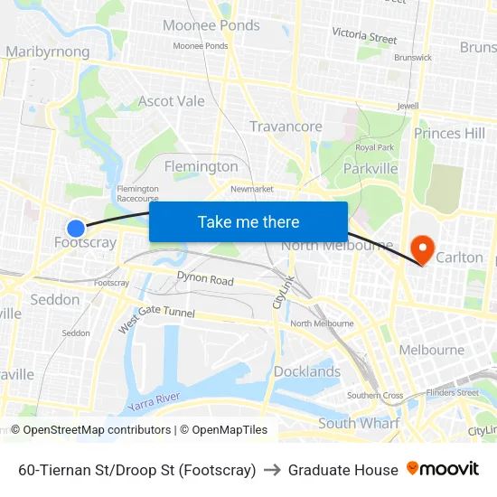 Tiernan St/Droop St #60 to Graduate House map