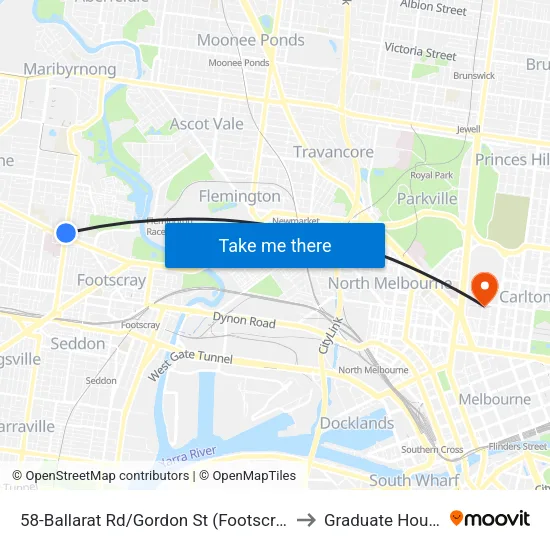 Ballarat Rd/Gordon St #58 to Graduate House map
