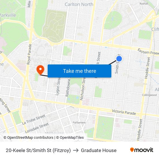 20-Keele St/Smith St (Fitzroy) to Graduate House map