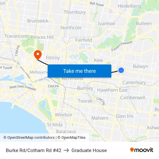 Burke Rd/Cotham Rd #42 to Graduate House map