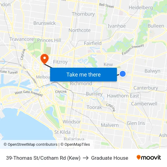 Thomas St/Cotham Rd #39 to Graduate House map