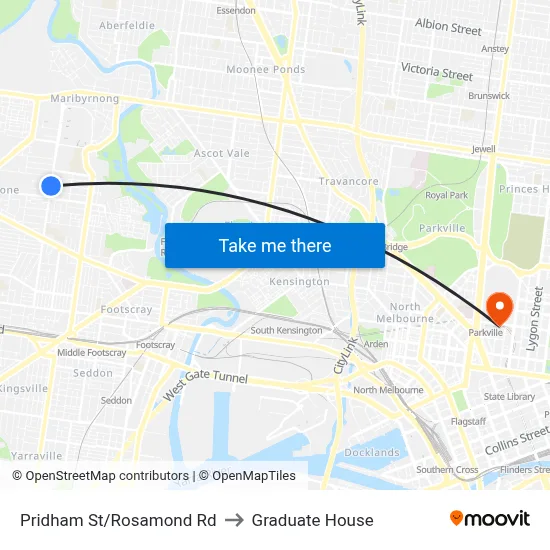 Pridham St/Rosamond Rd to Graduate House map