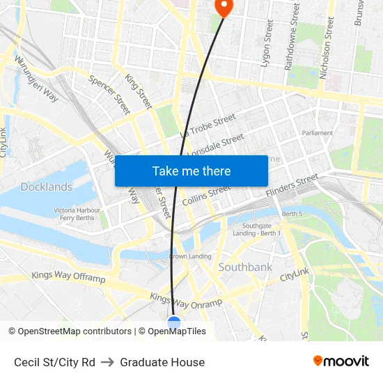 Cecil St/City Rd to Graduate House map