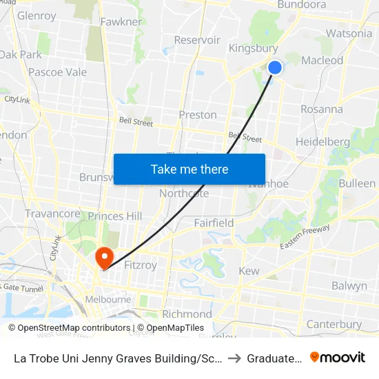 La Trobe Uni Jenny Graves Building/Science Dr to Graduate House map
