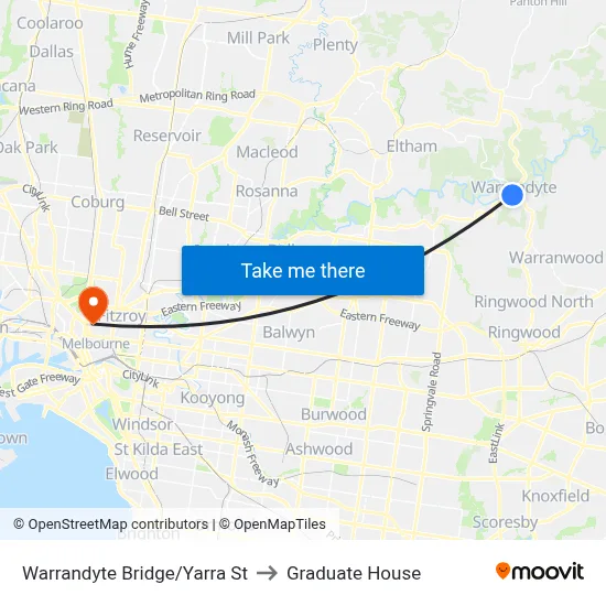 Warrandyte Bridge/Yarra St to Graduate House map