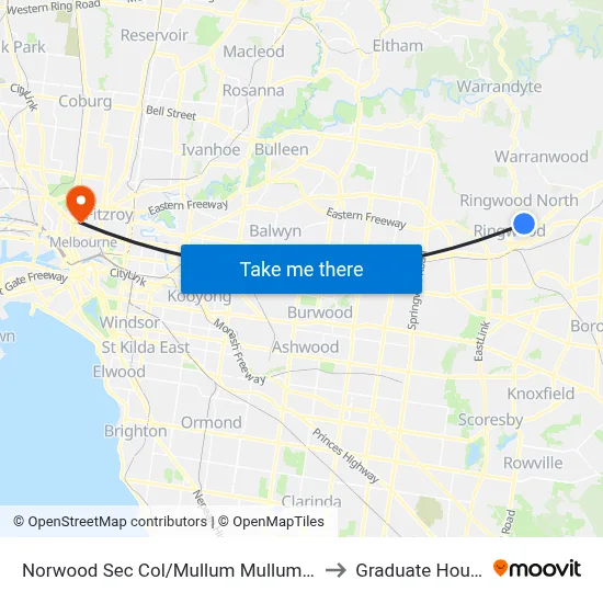 Norwood Sec Col/Mullum Mullum Rd to Graduate House map