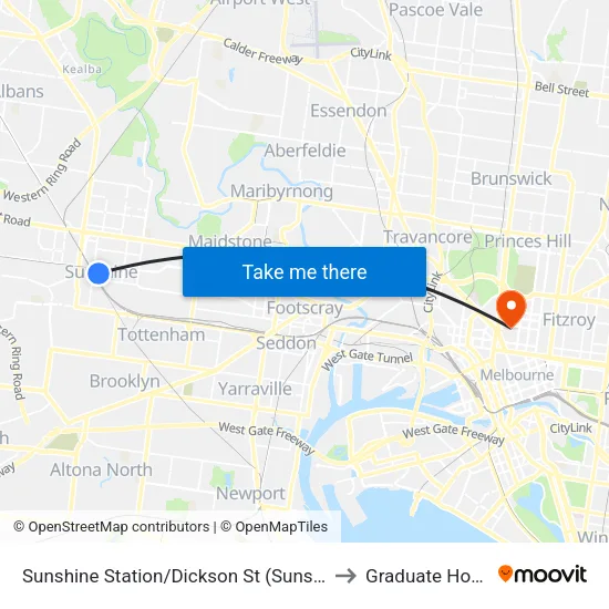 Sunshine Station/Dickson St to Graduate House map
