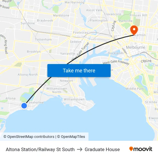 Altona Station/Railway St South to Graduate House map