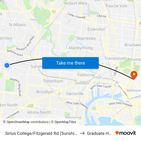 Sirius College/Fitzgerald Rd to Graduate House map