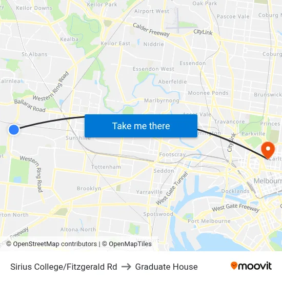 Sirius College/Fitzgerald Rd to Graduate House map