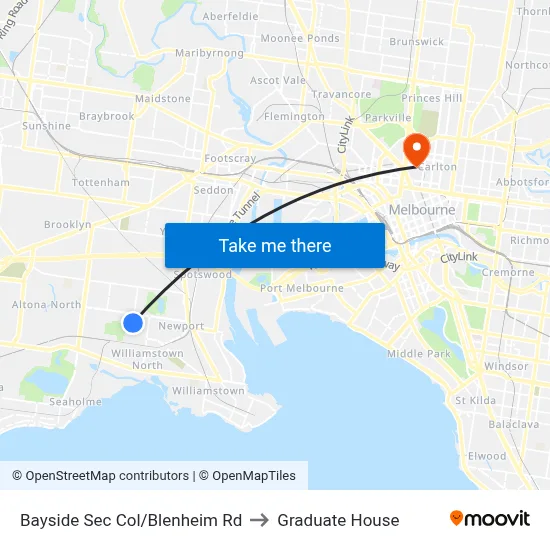 Bayside Sec Col/Blenheim Rd to Graduate House map