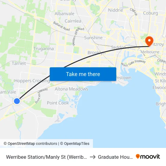 Werribee Station/Manly St to Graduate House map