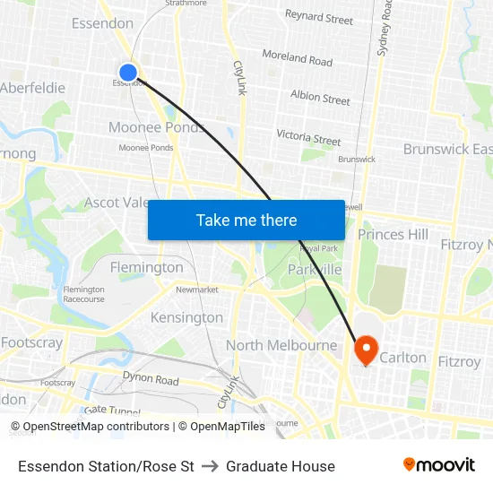Essendon Station/Rose St to Graduate House map