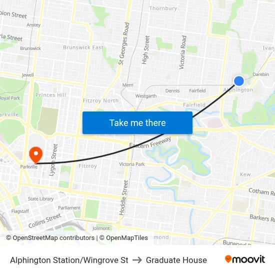 Alphington Station/Wingrove St to Graduate House map