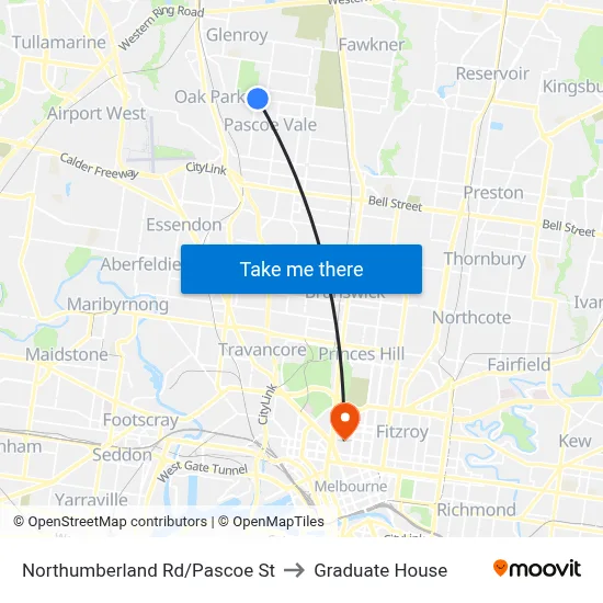 Northumberland Rd/Pascoe St to Graduate House map