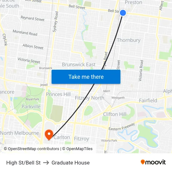 High St/Bell St to Graduate House map