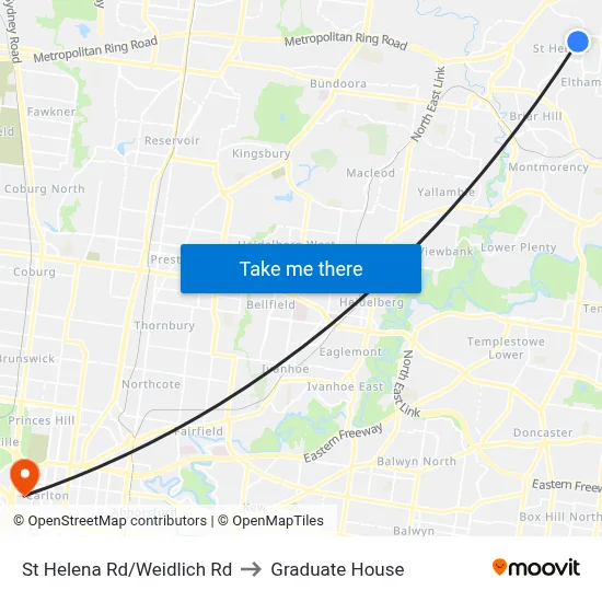 St Helena Rd/Weidlich Rd to Graduate House map