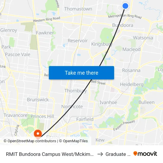 RMIT Bundoora Campus West/Mckimmies Rd to Graduate House map