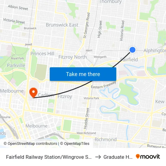 Fairfield Station/Wingrove St to Graduate House map