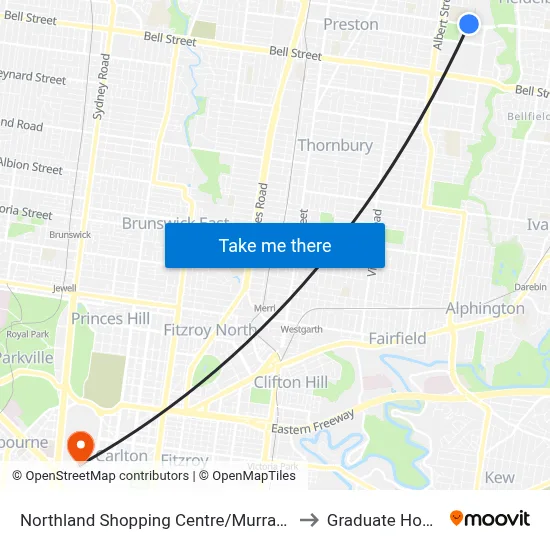 Northland Shopping Centre/Murray Rd to Graduate House map