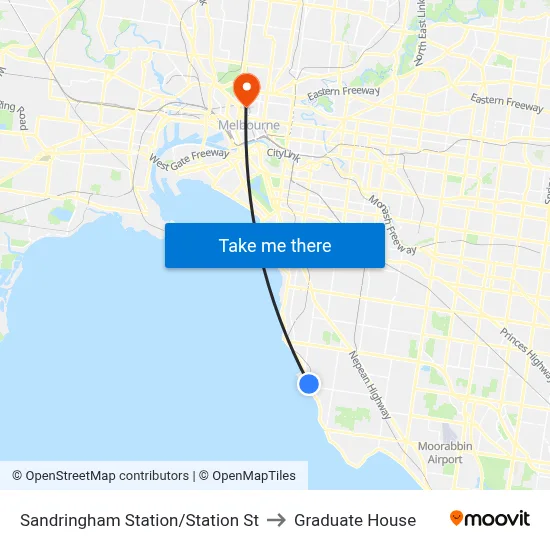 Sandringham Station/Station St to Graduate House map