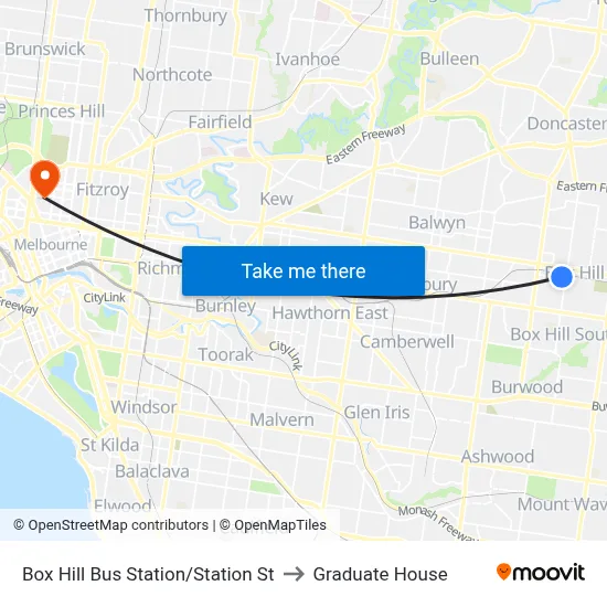 Box Hill Bus Station/Station St to Graduate House map