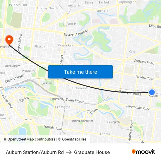 Auburn Station/Auburn Rd to Graduate House map