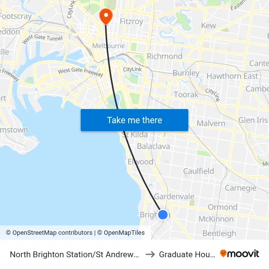 North Brighton Station/St Andrews St to Graduate House map