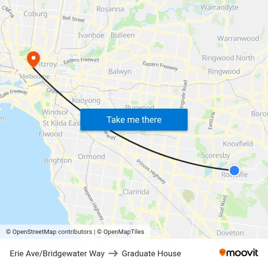 Erie Ave/Bridgewater Way to Graduate House map
