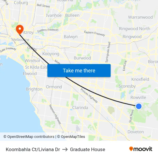 Koombahla Ct/Liviana Dr to Graduate House map