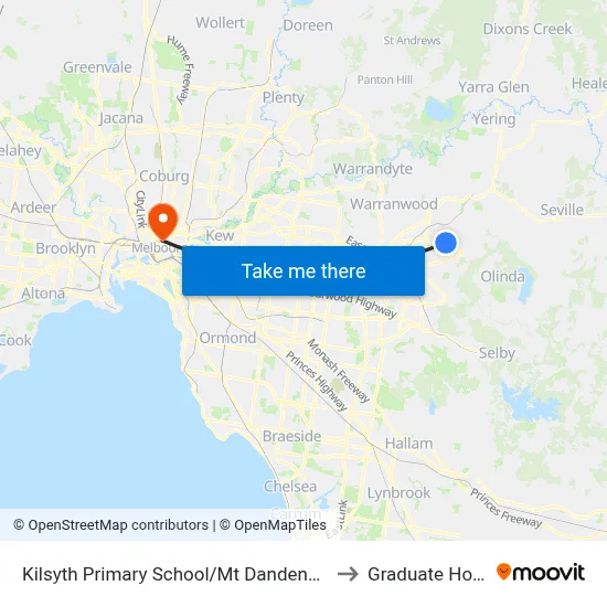 Kilsyth Primary School/Mt Dandenong Rd to Graduate House map