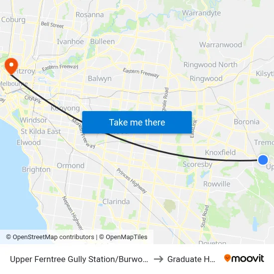 Upper Ferntree Gully Station/Burwood Hwy to Graduate House map