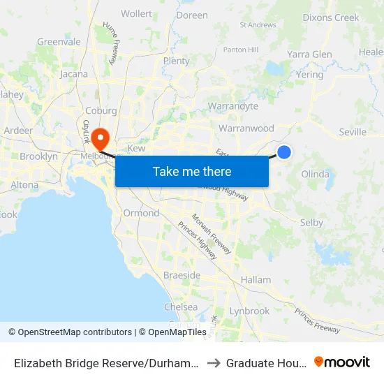 Elizabeth Bridge Reserve/Durham Rd to Graduate House map