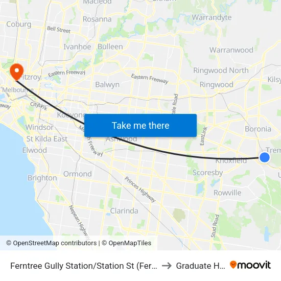 Ferntree Gully Station/Station St to Graduate House map
