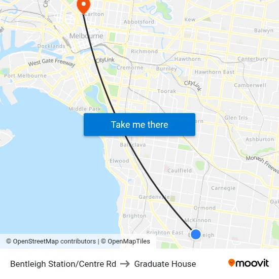 Bentleigh Station/Centre Rd to Graduate House map